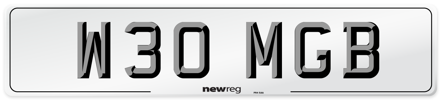 W30 MGB Front Number Plate