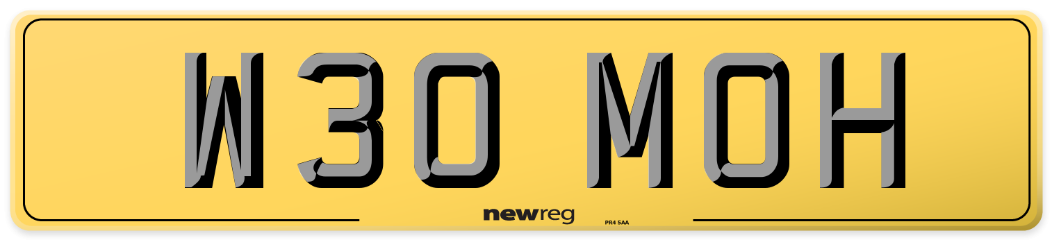 W30 MOH Rear Number Plate