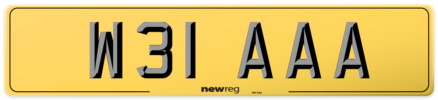 W31 AAA Rear Number Plate