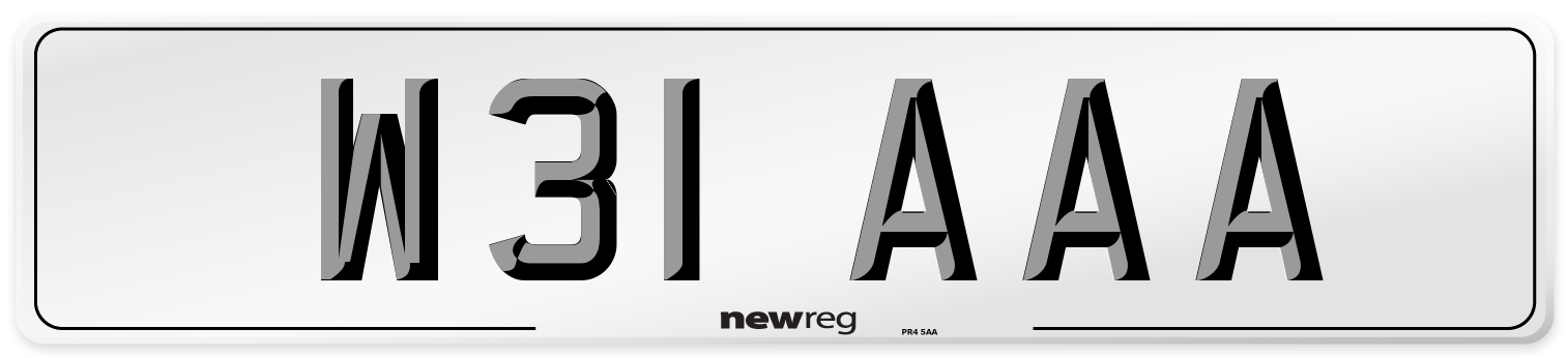 W31 AAA Front Number Plate