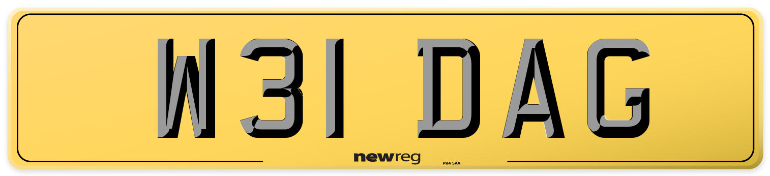 W31 DAG Rear Number Plate