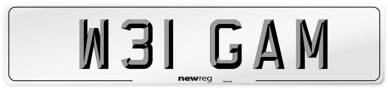 W31 GAM Front Number Plate