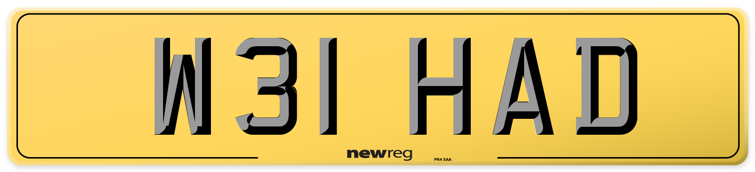W31 HAD Rear Number Plate