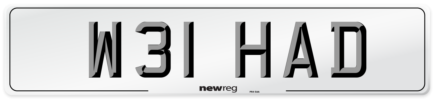 W31 HAD Front Number Plate