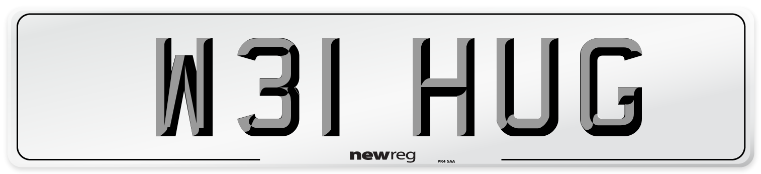 W31 HUG Front Number Plate