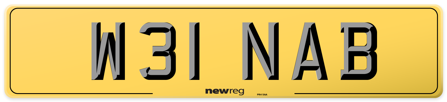 W31 NAB Rear Number Plate