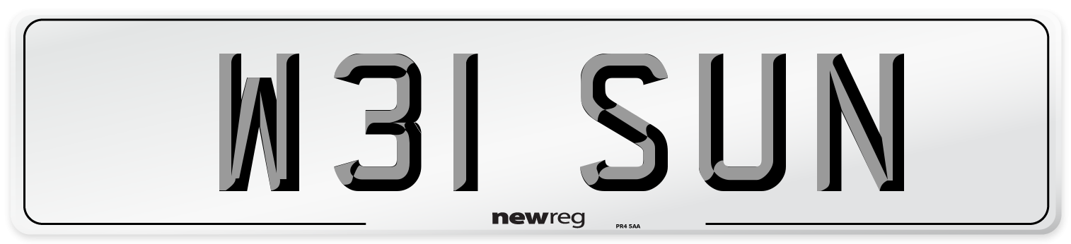 W31 SUN Front Number Plate