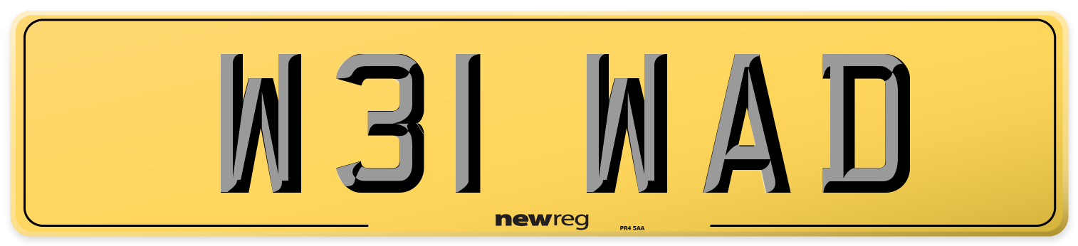 W31 WAD Rear Number Plate