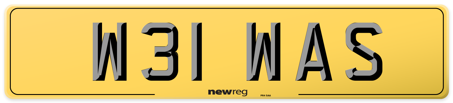 W31 WAS Rear Number Plate