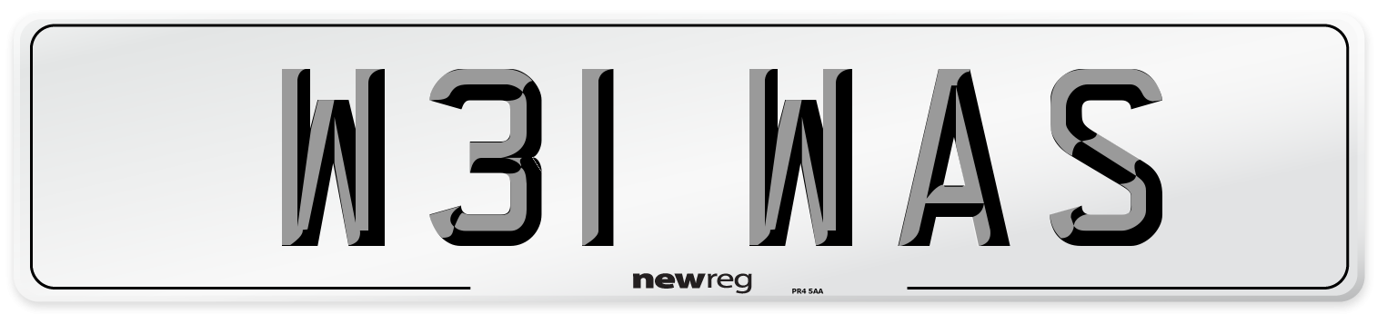 W31 WAS Front Number Plate