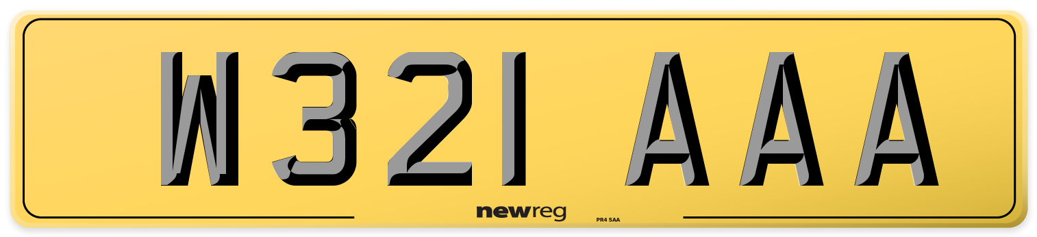 W321 AAA Rear Number Plate