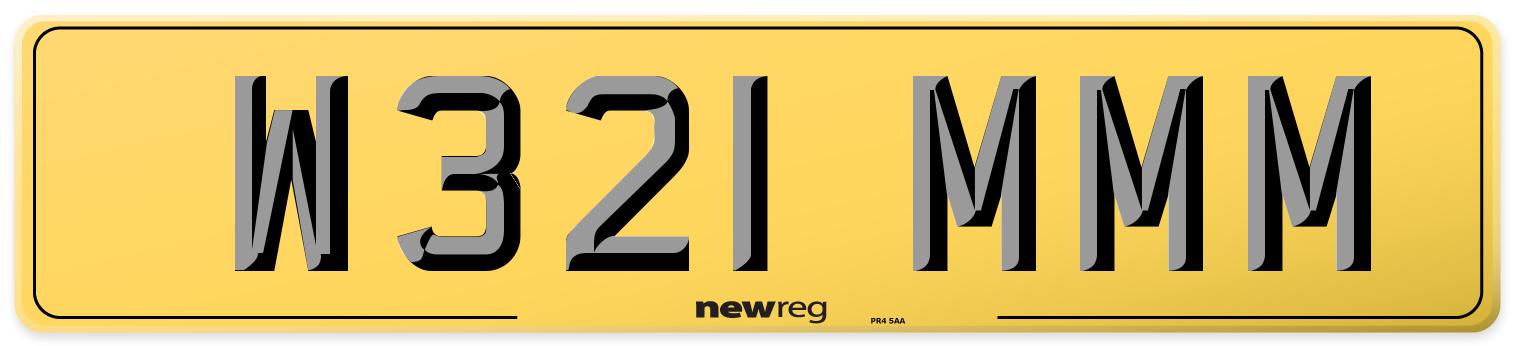 W321 MMM Rear Number Plate