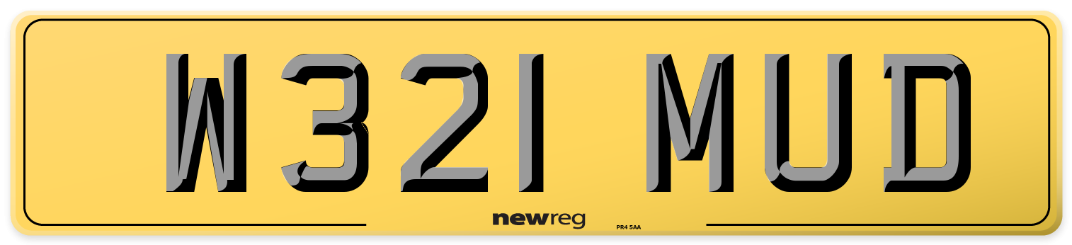 W321 MUD Rear Number Plate