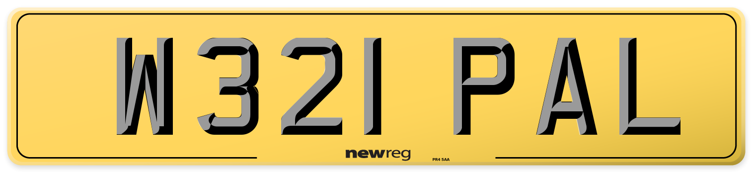 W321 PAL Rear Number Plate