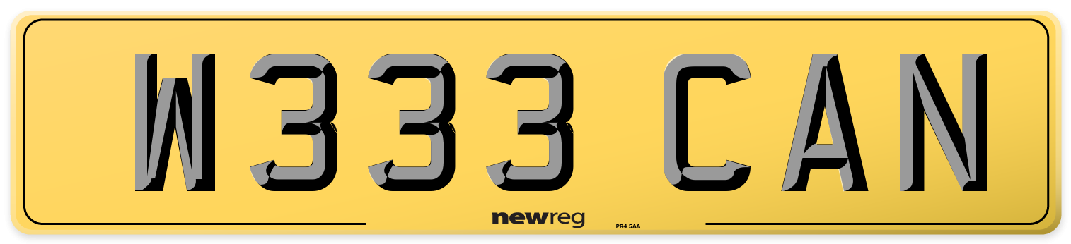 W333 CAN Rear Number Plate