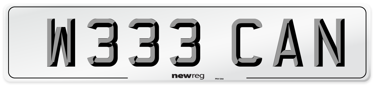 W333 CAN Front Number Plate