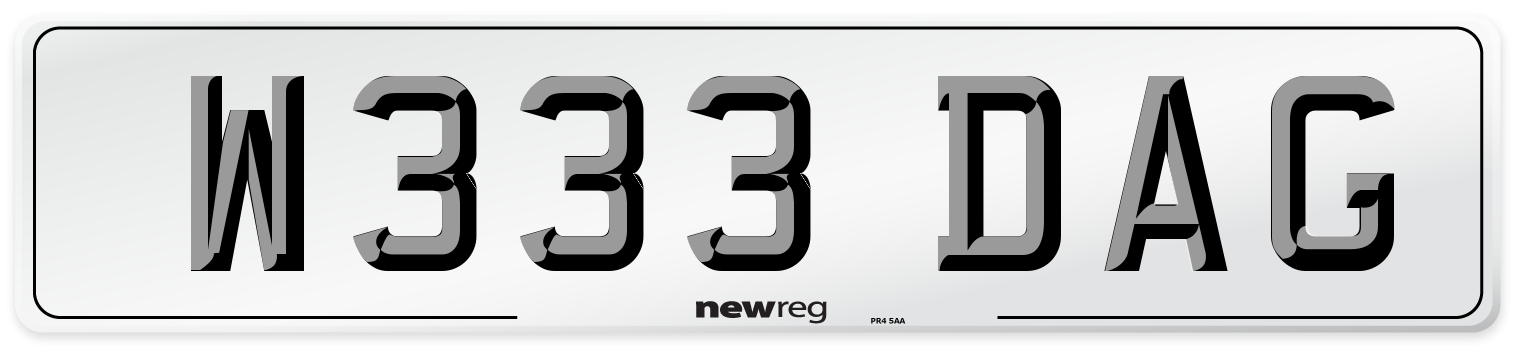 W333 DAG Front Number Plate