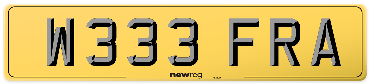W333 FRA Rear Number Plate