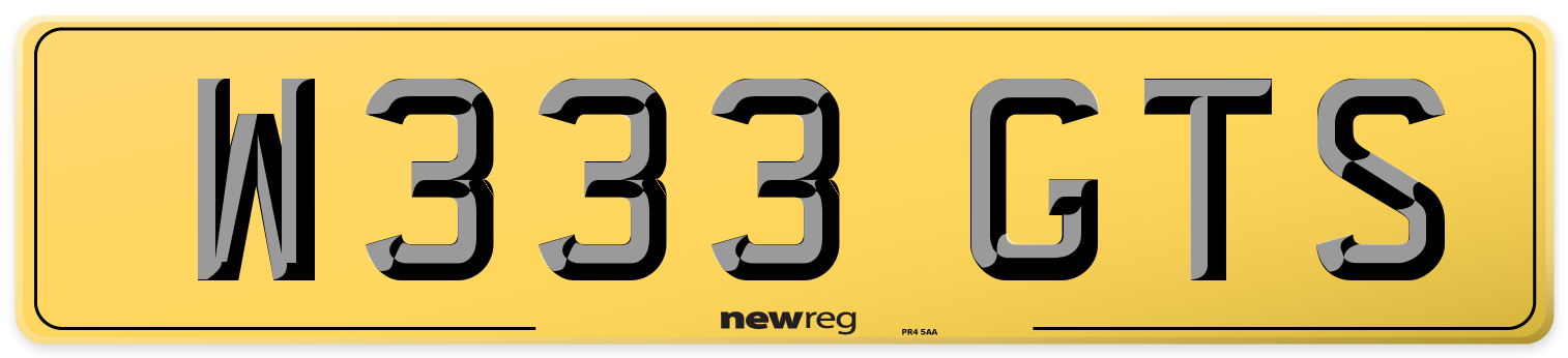 W333 GTS Rear Number Plate