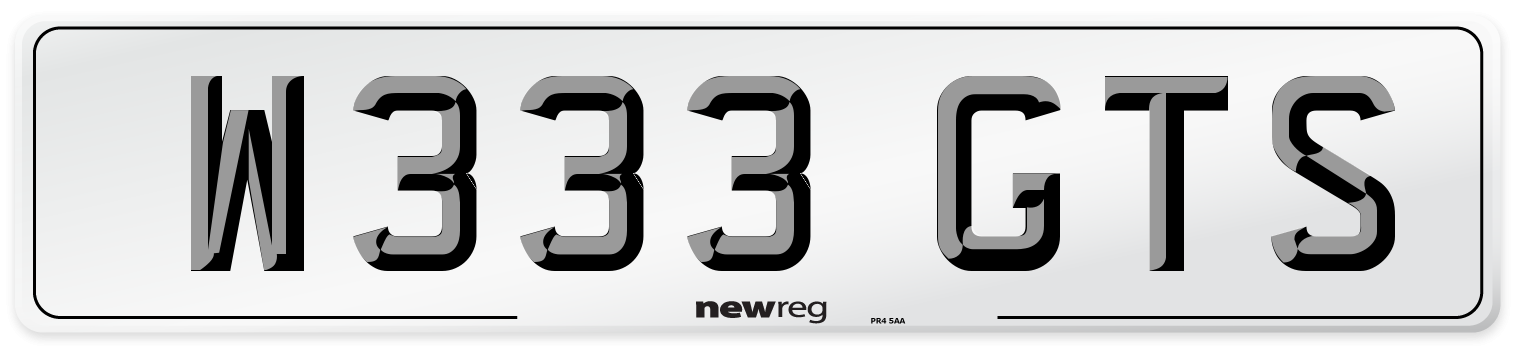 W333 GTS Front Number Plate