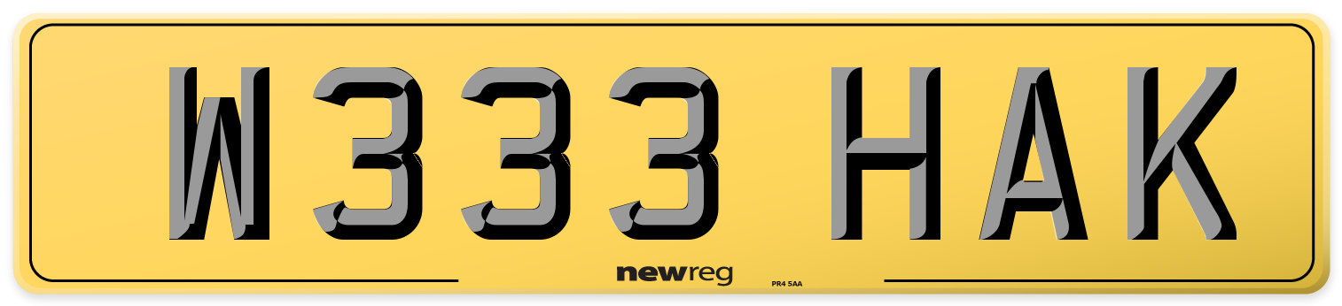 W333 HAK Rear Number Plate