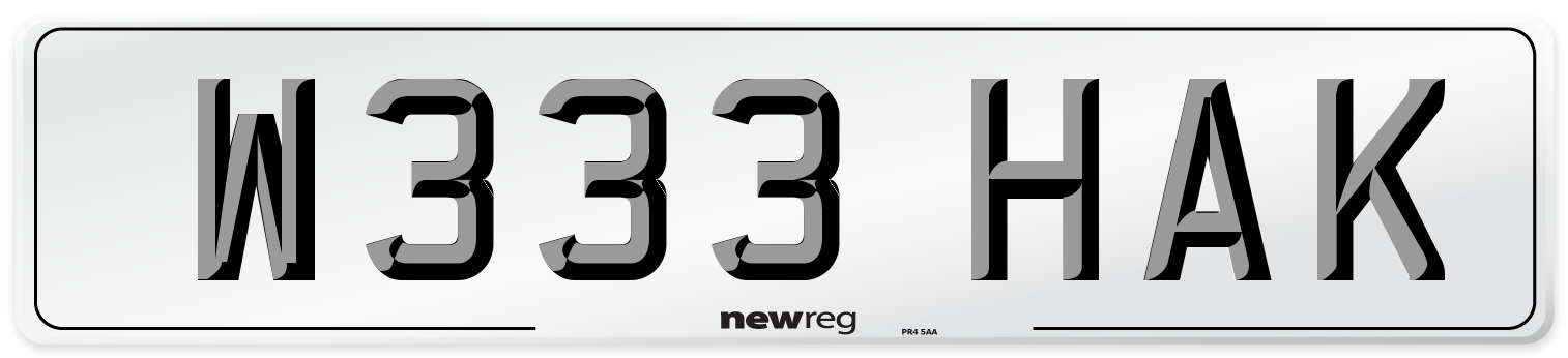W333 HAK Front Number Plate