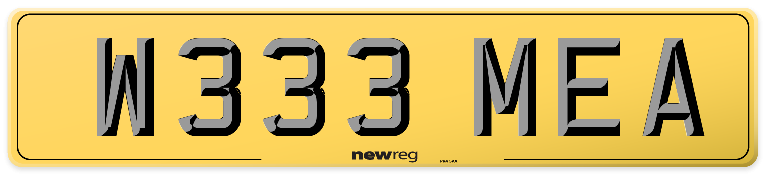 W333 MEA Rear Number Plate