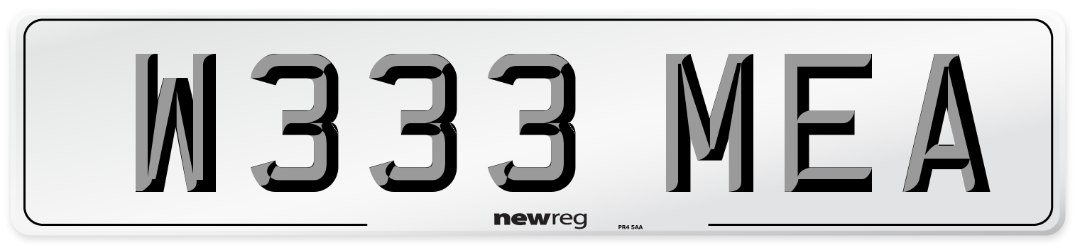 W333 MEA Front Number Plate