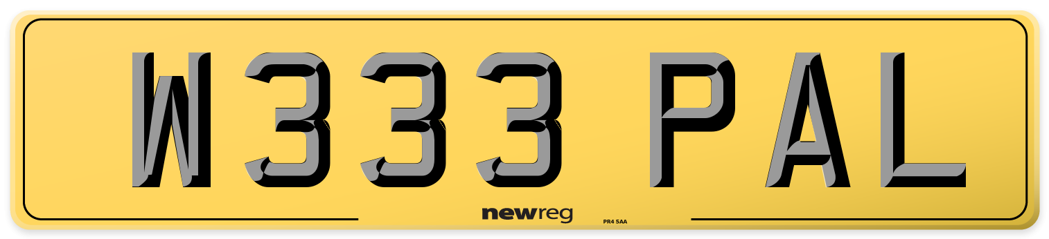 W333 PAL Rear Number Plate