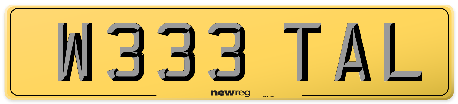 W333 TAL Rear Number Plate