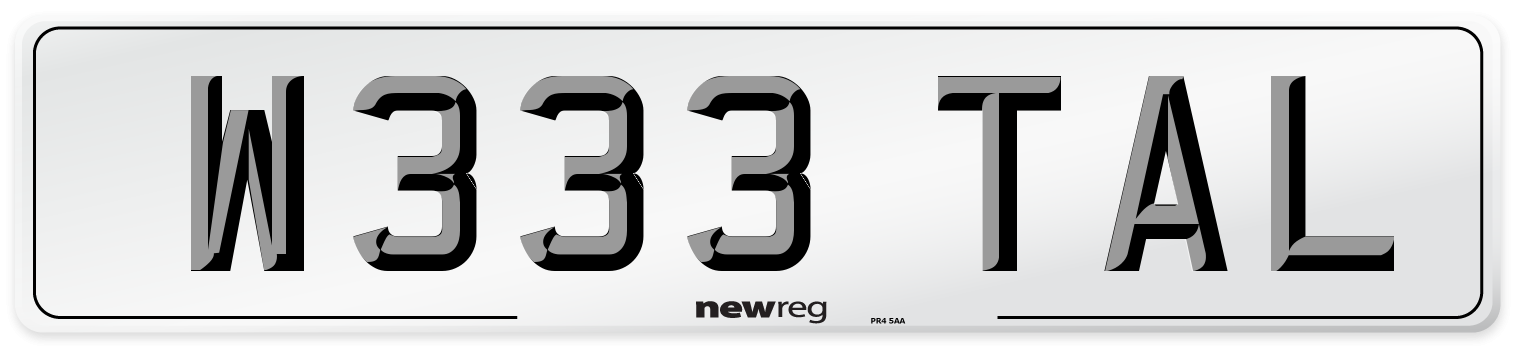 W333 TAL Front Number Plate