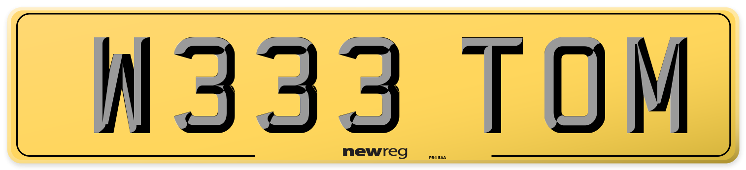 W333 TOM Rear Number Plate