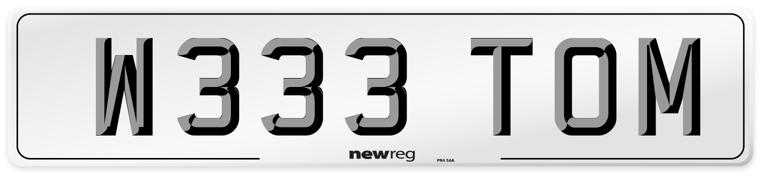 W333 TOM Front Number Plate