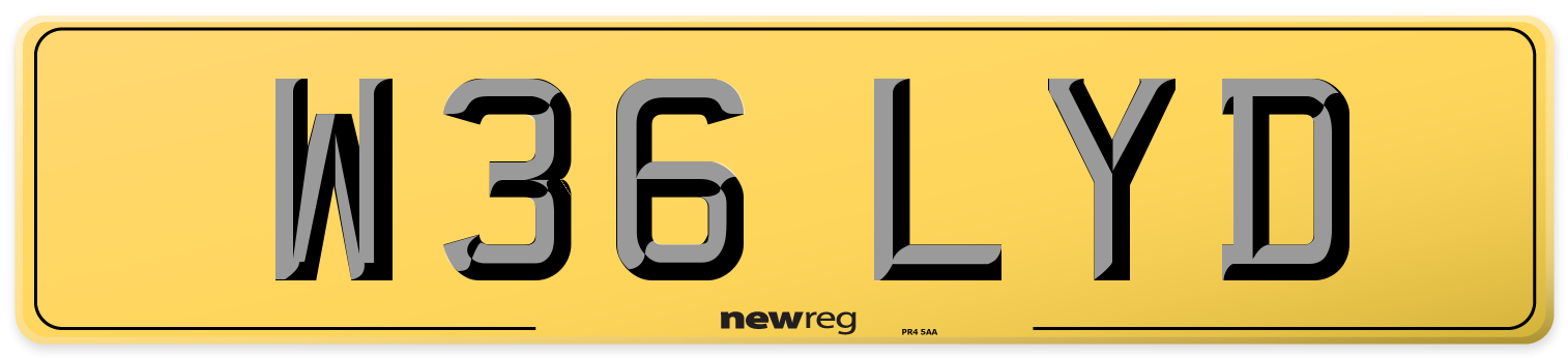 W36 LYD Rear Number Plate
