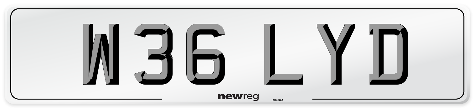 W36 LYD Front Number Plate