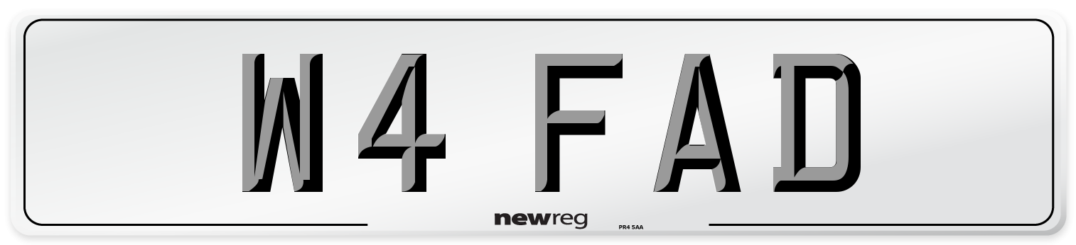 W4 FAD Front Number Plate