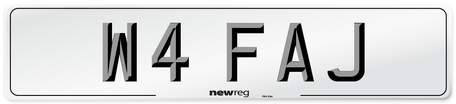 W4 FAJ Front Number Plate