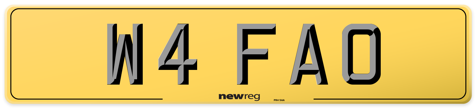 W4 FAO Rear Number Plate