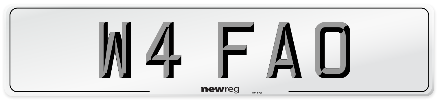 W4 FAO Front Number Plate