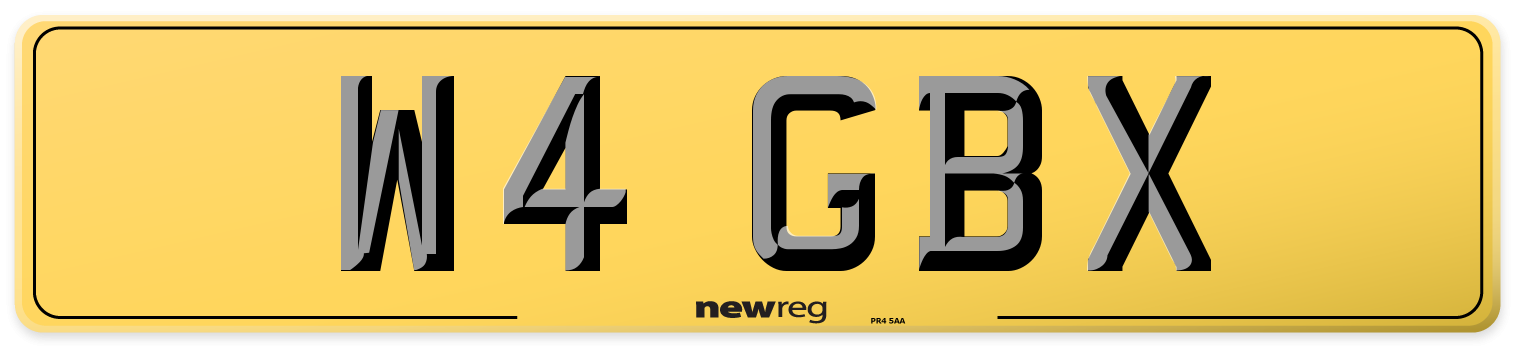 W4 GBX Rear Number Plate