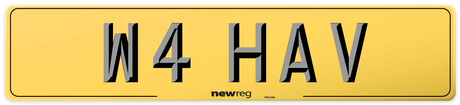W4 HAV Rear Number Plate