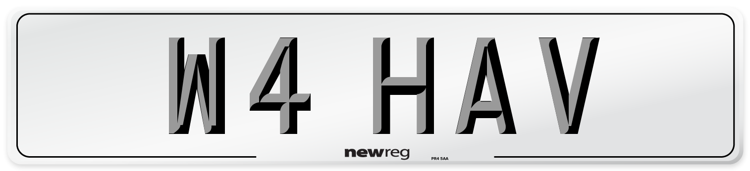 W4 HAV Front Number Plate