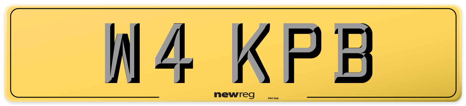 W4 KPB Rear Number Plate
