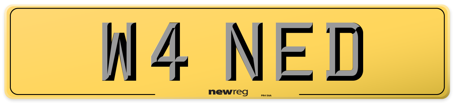 W4 NED Rear Number Plate