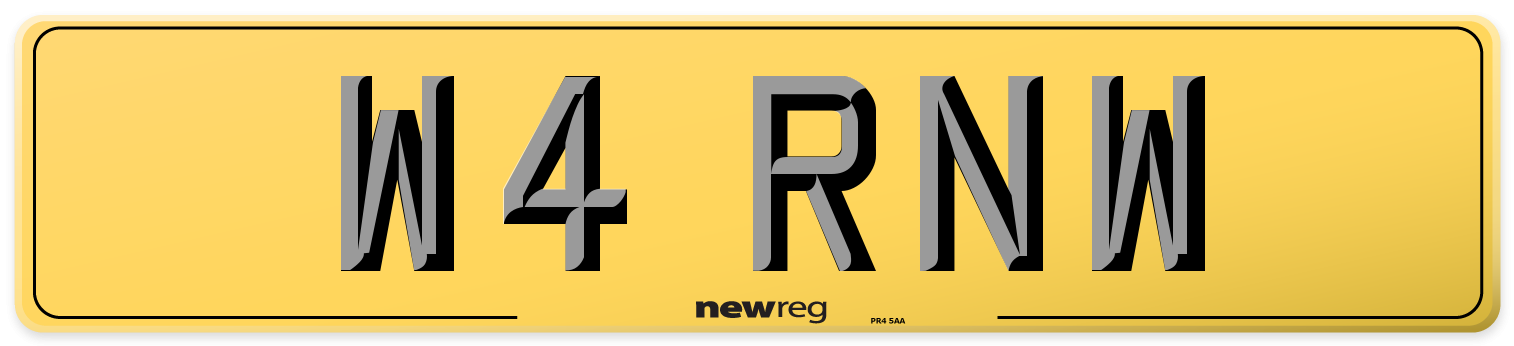 W4 RNW Rear Number Plate