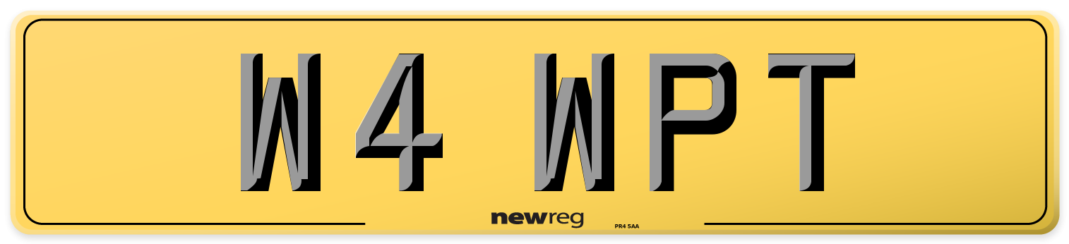 W4 WPT Rear Number Plate