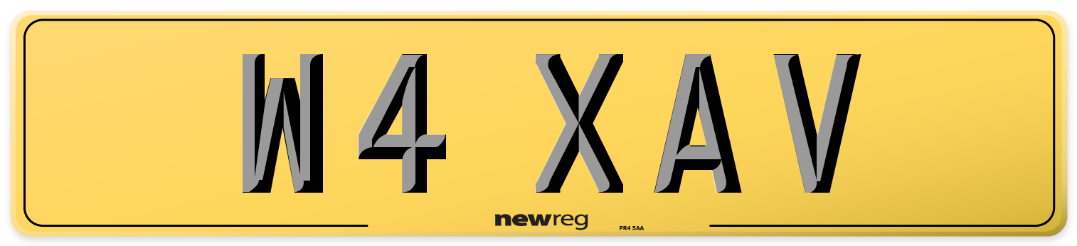 W4 XAV Rear Number Plate