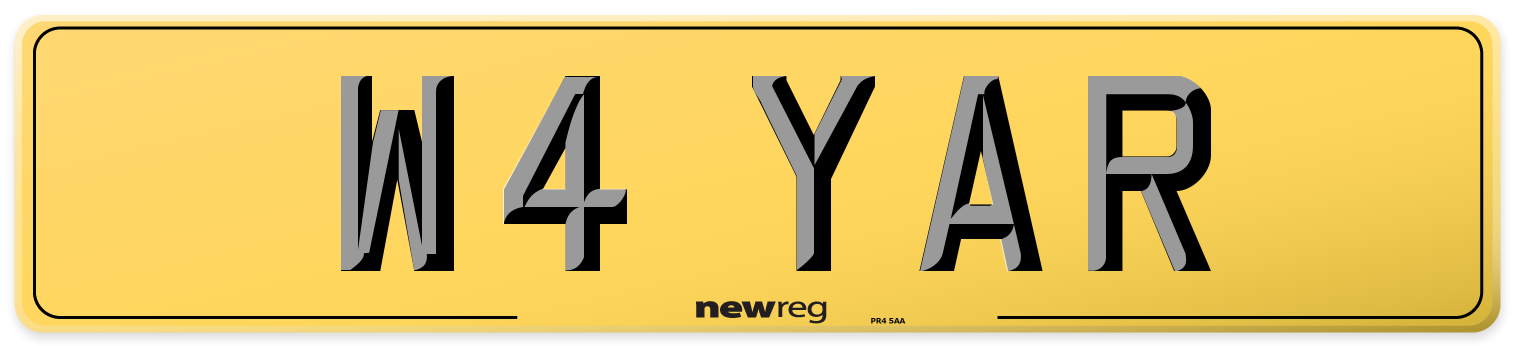 W4 YAR Rear Number Plate