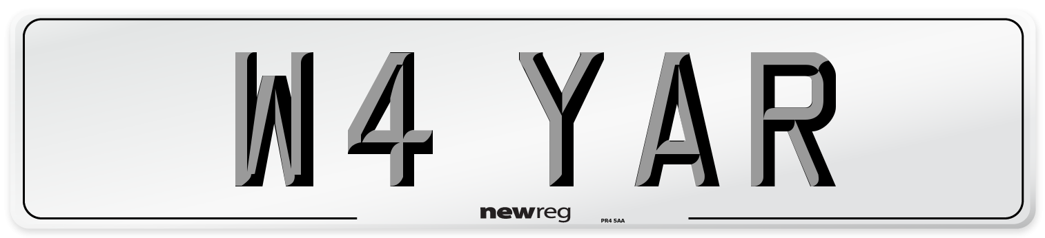 W4 YAR Front Number Plate
