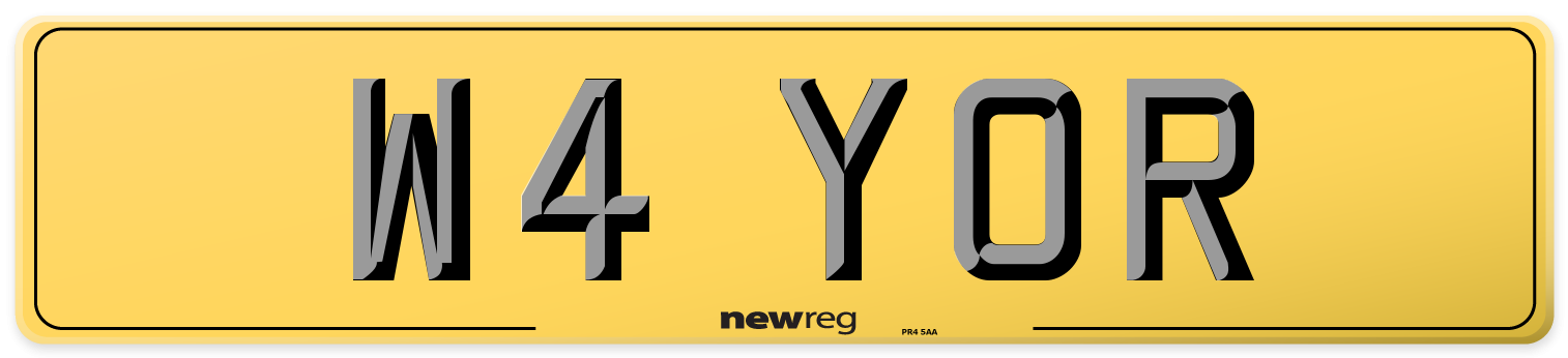 W4 YOR Rear Number Plate